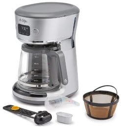 Mr. Coffee Easy Measure 12 Cup Programmable Maker with Gold Tone Reusable Filter, Silver/Chrome