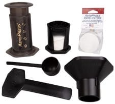 Aeropress Coffee and Espresso Maker Pack with 350 Additional Filters, Brews 1 to 3 Cups, Gray
