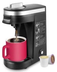 CHULUX Single Serve Coffee Maker for K Capsule and Ground Coffee, Single Cup Coffee Machine, Black