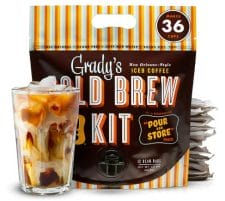 Grady's Cold Brew, Cold Brew Coffee Concentrate, Original Flavor, Cold Brew Kit with 12 (2oz.) Bean Bags plus 1 Pour and Store Pouch, New Orleans Style Cold Brew Concentrate, 36 Total Servings