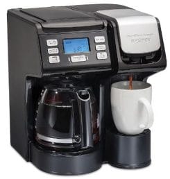 Hamilton Beach FlexBrew Trio 2-Way Coffee Maker, Compatible with K-Cup Pods or Grounds, Single Serve & Full 12c Pot, Permanent Gold-Tone Filter, Black & Silver
