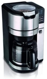 Hamilton Beach Programmable Coffee Maker with Built-In Auto-Rinsing Beans Grinder and Glass Carafe, 12 Cups, Black