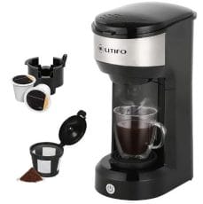 LITIFO Single Serve Coffee Maker for Ground coffee, Tea & K Cup Pod, 2-In-1 Small Coffee Machine with 6 to 14oz Reservoir, One-Button Fast Brew, Auto Shut-off & Self Cleaning Function