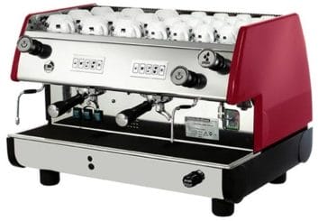 La Pavoni BAR-T 2V-R Commercial 2 Group Volumetric Espresso Machine, Red, 14L Boiler Water Capacity, Electronic Automatic Water Level