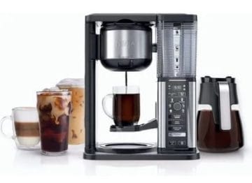 Ninja CM401 Specialty 10-Cup Coffee Maker with 4 Brew Styles for Ground Coffee, Built-in Water Reservoir, Fold-Away Frother & Glass Carafe