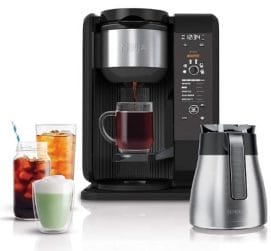Ninja CP307 Hot and Cold Brewed System, Tea & Coffee Maker, with Auto-iQ, 6 Sizes, 5 Styles, 5 Tea Settings, 50 oz Thermal Carafe, Frother, Coffee & Tea Baskets, Dishwasher Safe Parts, Black