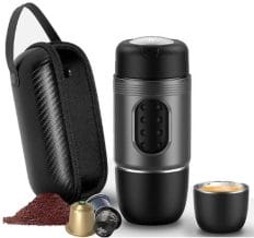 STARESSO Mini Travel Coffee Maker,2IN1 Portable Espresso Machine,Extra Small Manually Operated Compatible Nespresso Capsules and Ground Coffee,Travel Gadgets Perfect for Travel,Camping,Hiking