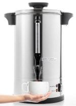 SYBO 2024 UPGRADE SR-CP-50B Commercial Grade Stainless Steel Percolate Coffee Maker Hot Water Urn for Catering, 50-Cup 8 L, Metallic
