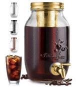 Zulay Kitchen 1.5 Liter Cold Brew Coffee Maker with EXTRA-THICK Glass Carafe & Stainless Steel Mesh Filter - Premium Iced Coffee Maker, Cold Brew Pitcher & Tea Infuser (Gold)