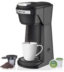 wirsh Single Serve Coffee Maker, 2 in 1 Coffee Maker Compatible with K-Cup Pods and Ground Coffee, Compact Coffee Brewer, Fast Brewing, for Home, Office,Travel